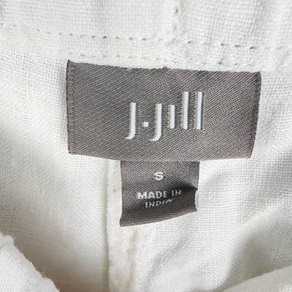 J Jill White Pull On 100% Linen Straight Leg Pants SIZE Small - Picture 5 of 6
